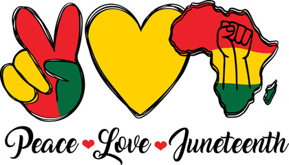 Peace Love Juneteenth. African-American history. Junenth Day Svg. Vector illustration.