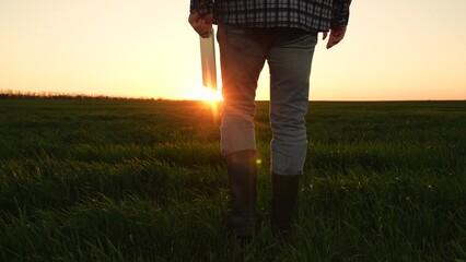 farmer sunset walk, wheat field boots, agriculture digital tablet, farming business plan, rural...