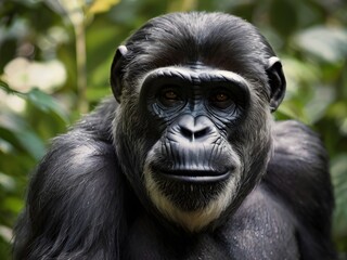 Obraz premium An ape enjoying the warm sun in a summer forest