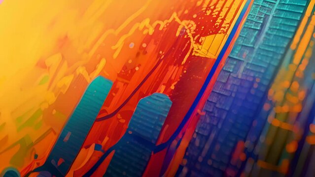 Abstract painting with bright colors and a lot of texture.