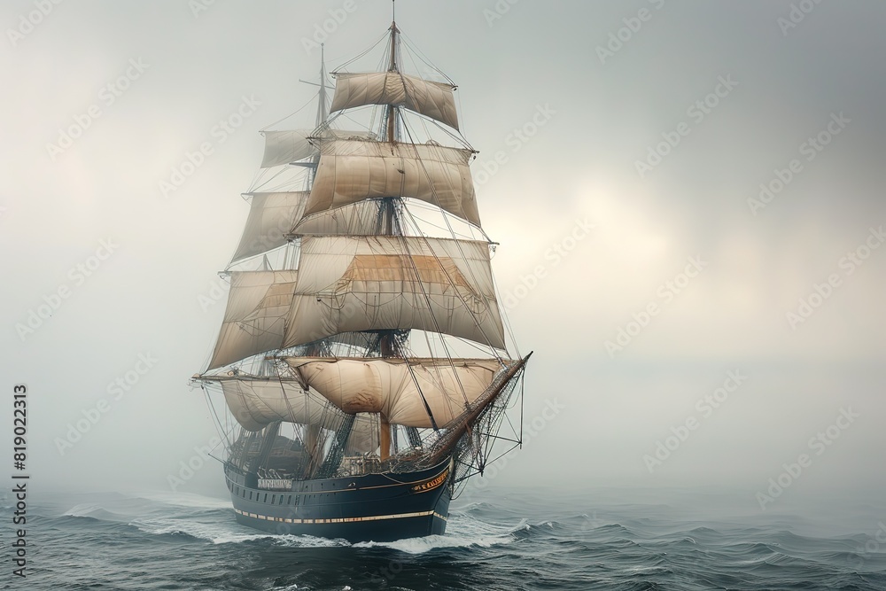 Wall mural Historical Clipper Ship A vintage clipper ship under sail, representing the elegance and speed of 19th-century sailing vessels