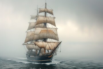 Historical Clipper Ship A vintage clipper ship under sail, representing the elegance and speed of 19th-century sailing vessels