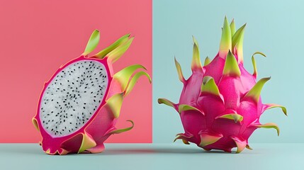 Imagine an image titled Dragon Fruit Delight featuring a vibrant pink, highlighting its fresh, exotic, and healthy nature