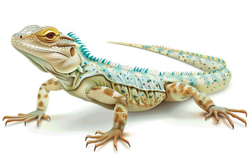 Obraz premium Vibrant Vector Illustration: Full Body Green Lizard on White Background