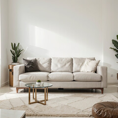 Fototapeta premium modern living room interior design with white sofa