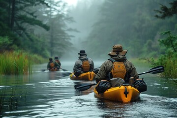 Kayak Fishing Expedition Anglers on a kayak fishing expedition, demonstrating the versatility of kayaks for recreational fishing