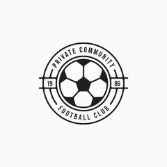 vintage simple football logo with ball element. Soccer football emblem, badge, illustration design