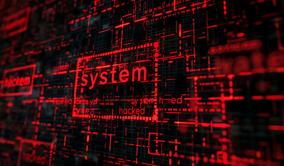 A system hacked digital background bold red letters on black