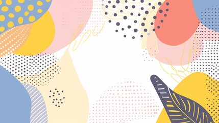 Fototapeta premium Playful Minimalistic Flat Design with Abstract Shapes and Decorative Dots on Bright Clean Background