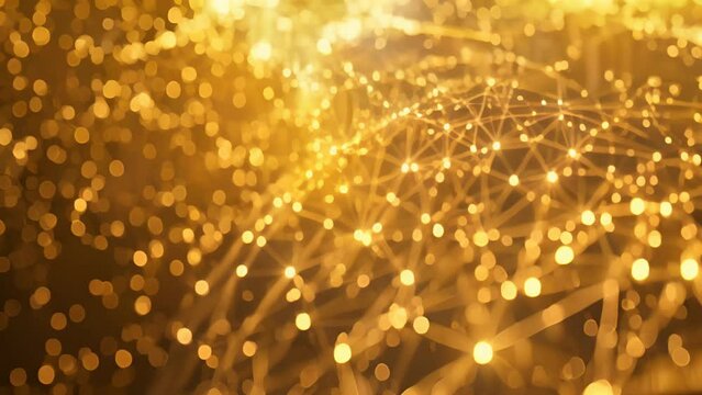 abstract golden technology, digital lines and nodes, intricate patterns