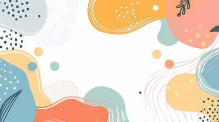 Playful Minimalistic Flat Design with Abstract Shapes and Decorative Dots on Bright Background