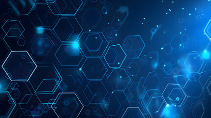 Fototapeta premium Abstract blue technology hexagonal background