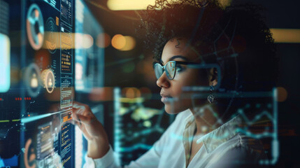 Woman utilizing AI-driven productivity tools