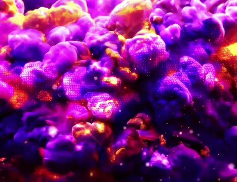 Neon purple and gold multicolored smoke puff cloud
