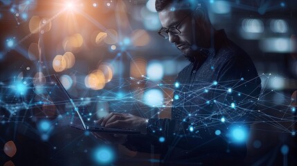 Concept of digital technology, internet network, and modern business