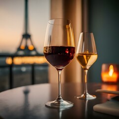 red wine in a glass, glass of wine, glass of wine on the table, wine