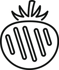 Obraz premium Simple black and white line drawing of a tomato suitable for various designs