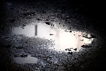 Puddle on a street - dramatic