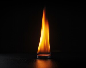 small fire flame, isolated black background