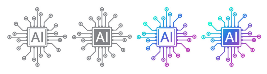 Fototapeta premium AI Chipset icon. Artificial intelligence technology concept design, Machine learning and generated by chip, Vector illustration for web, UX and UI.