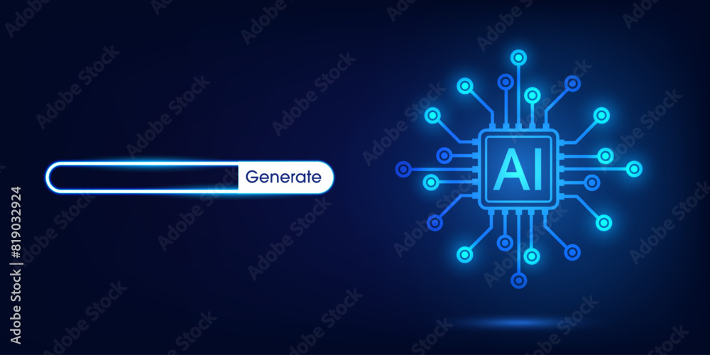 Aufkleber Generative Artificial intelligence technology concept. Generative bot for creating ideas. AI learning by command prompt for generate. Chat with AI. Futuristic abstract background. vector illustration.