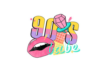 90s Retro PNG Sublimation Design, 90's Babe