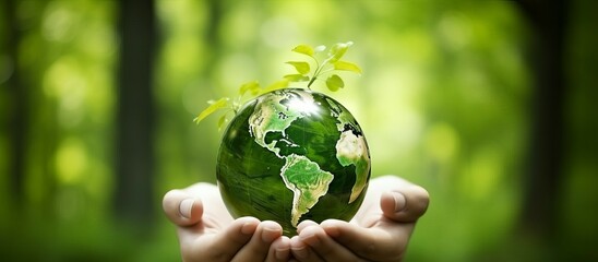 hand holding green earth