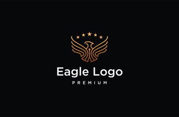 Eagle line art luxury logo design template flat vector