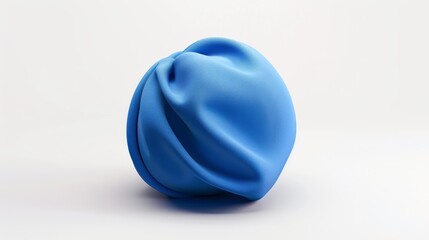 Three-dimensional rendering of a blue sphere fabric isolated on a white background.