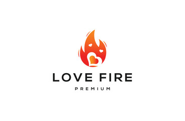 Fire of love logo design template flat vector