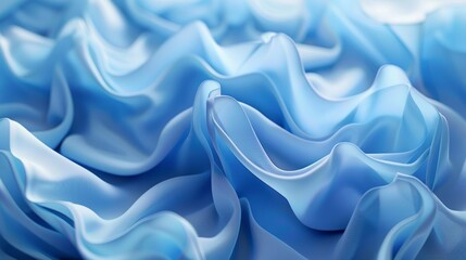 Obraz premium The background is composed of an abstract pattern of folded textile ruffles, blue cloth macros, and a wavy fashion background.