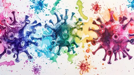 Colorful Virus Watercolor Illustration