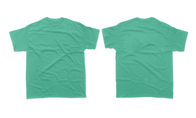 Front and Back Mockup of Celadon Heavyweight Cotton Crew neck Short Sleeve T-Shirt for Design Template Presentation
