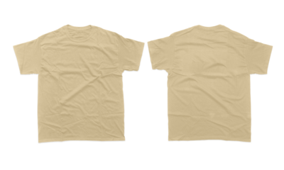 Front and Back Mockup of Cream Heavyweight Cotton Crew neck Short Sleeve T-Shirt for Design Template Presentation