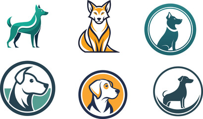 Dog logo collection symbol modern designs for business  vector illustration