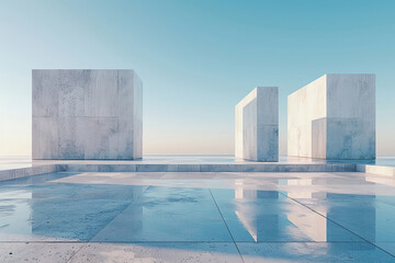 Fototapeta premium Concrete outdoor square building,Empty architectural background. 