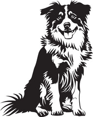 Fototapeta premium illustration of an Australian Shepherd dog full body portrait