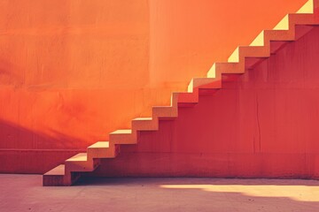 Concept of achieving success, featuring stairs against an isolated background, minimalist style