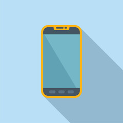 Flat design vector icon of a contemporary mobile phone with a long shadow effect