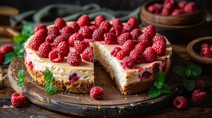 Raspberry fruit Cheese sponge cake cheesecake