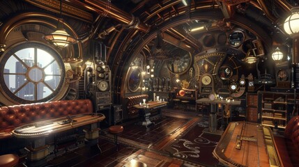 Crazy steampunk interior.