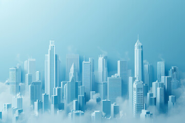 Obraz premium Virtual city skyline，Model of a city，Skyscrapers forming an uniform city 
