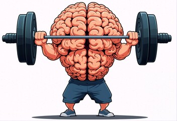 Brain Lifting Barbell Cartoon