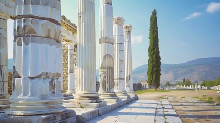 Ivory White Greek Columns, Discussing Ancient Civilizations and Architecture