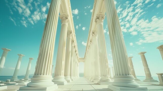 Ivory White Greek Columns, Discussing Ancient Civilizations and Architecture