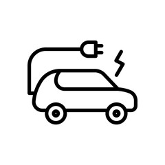Electric car line icon. Transportation icon. Vehicle icon isolated on white background. Transparent background, minimalist symbol. Vector images