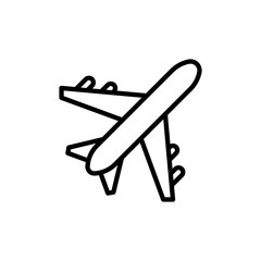 Plane line icon. Transportation icon. Vehicle icon isolated on white background. Transparent background, minimalist symbol. Vector images