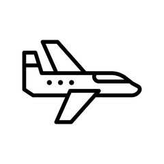 Plane line icon. Transportation icon. Vehicle icon isolated on white background. Transparent background, minimalist symbol. Vector images