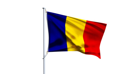 Waving flag of chad isolated on transparent background.