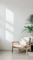 Vertical image of a living room with a modern minimalist furniture design.
